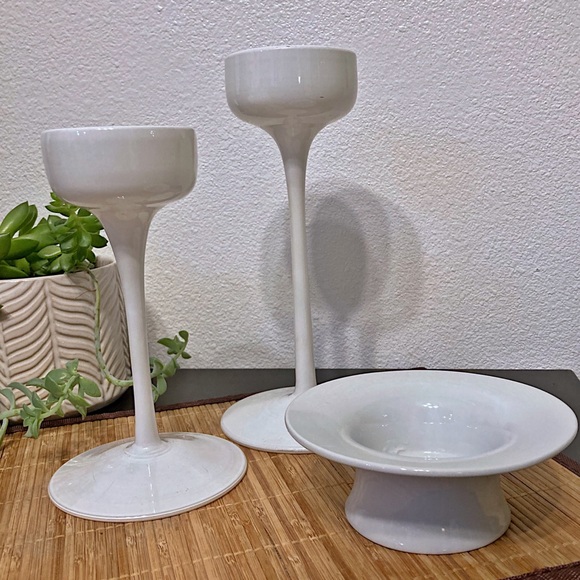 Accents 3 Piece Glass Candle Holders For Large Tealights And Pillar